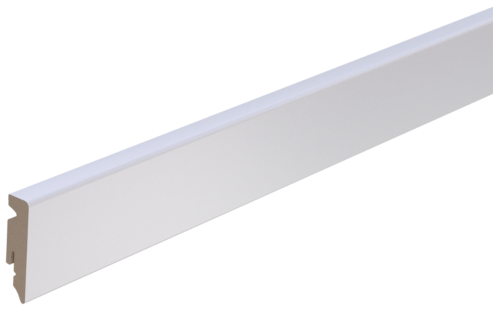 Rodapié blanco elegante Brebo angular ligeramente biselado de 6 cm de altura