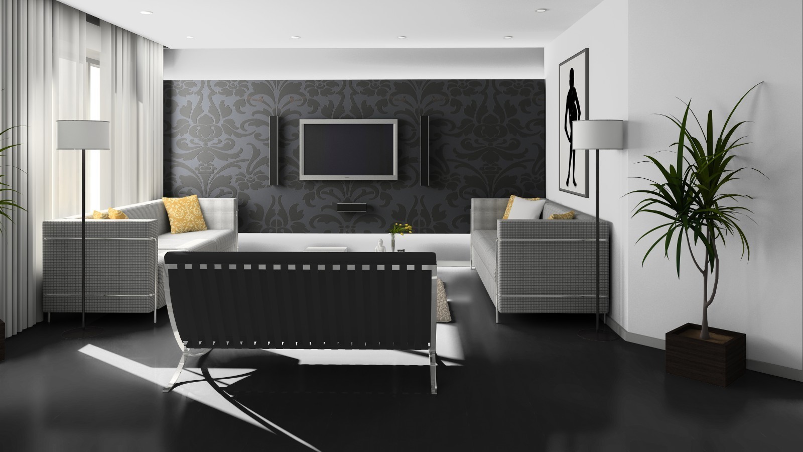 Suelo laminado Blue Line Uni Black U190 Brillo Óptica de baldosa