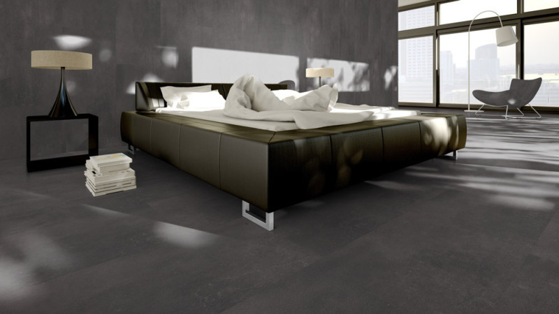 Skaben Klebe-Vinylboden massiv Life 55 Zement Dunkelgrau Fliese 4V zum kleben main product photo