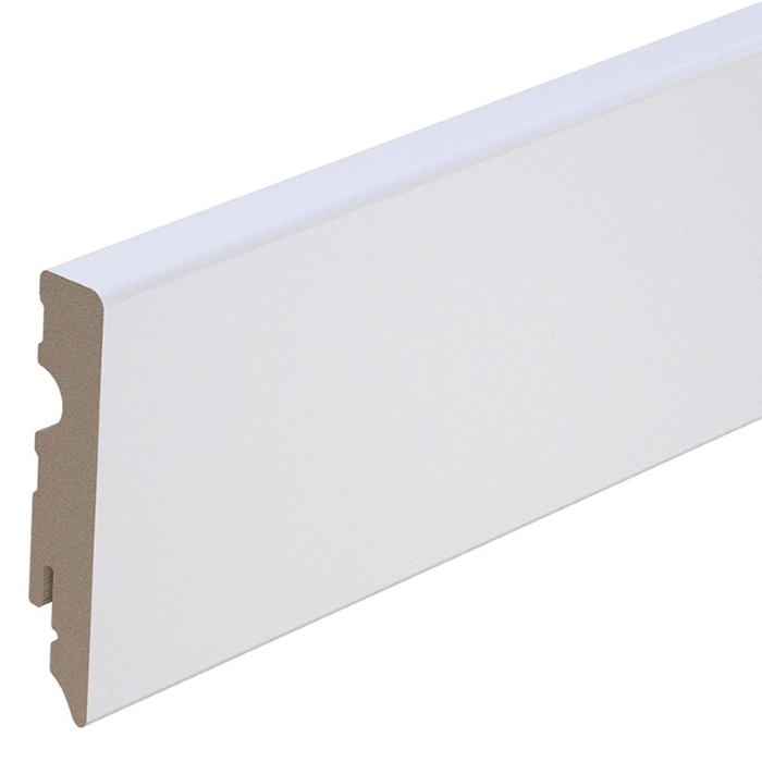 Rodapié blanco elegante Brebo angular ligeramente biselado de 8 cm de altura main product photo