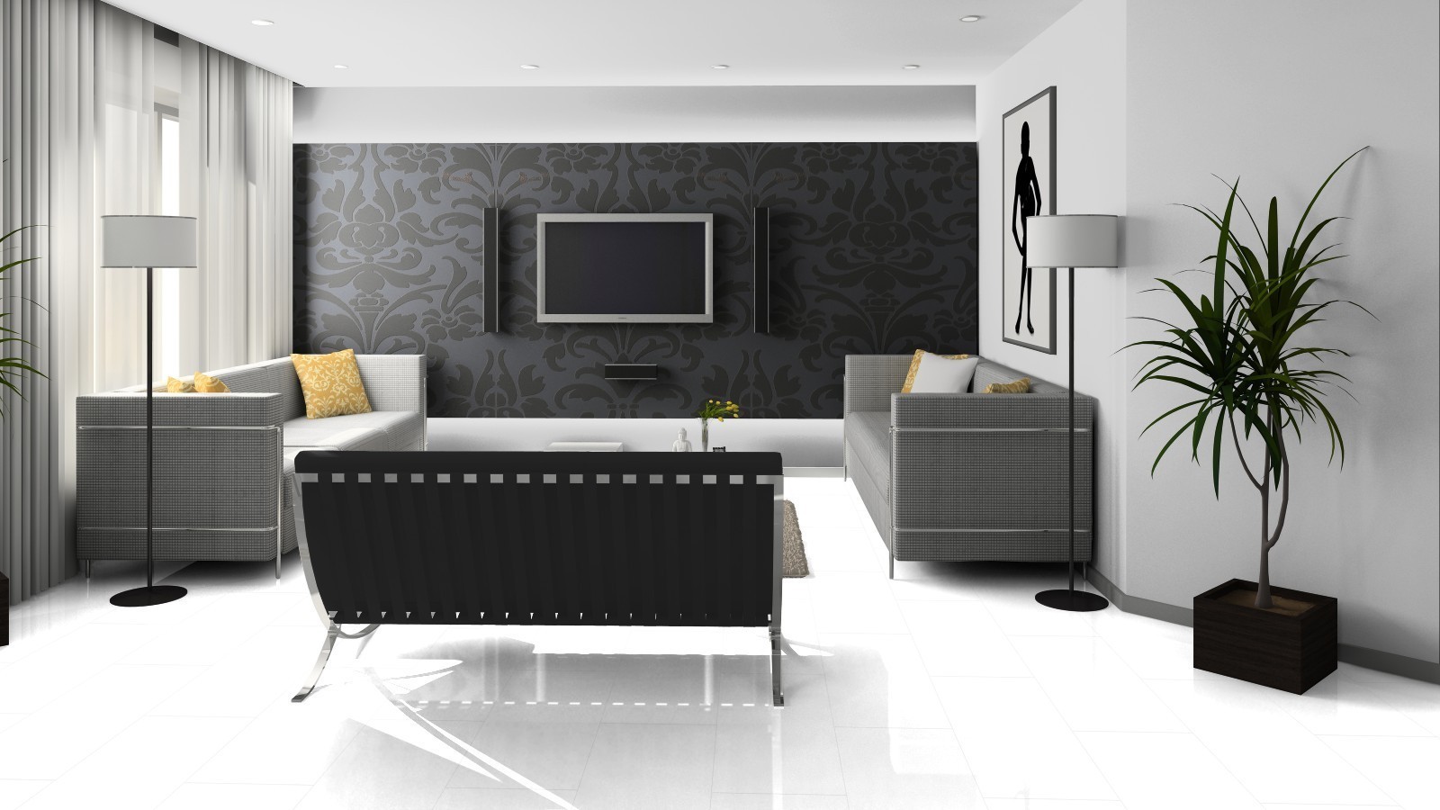 Laminate Blue Line Uni White D2935 High Gloss Tile look 4V