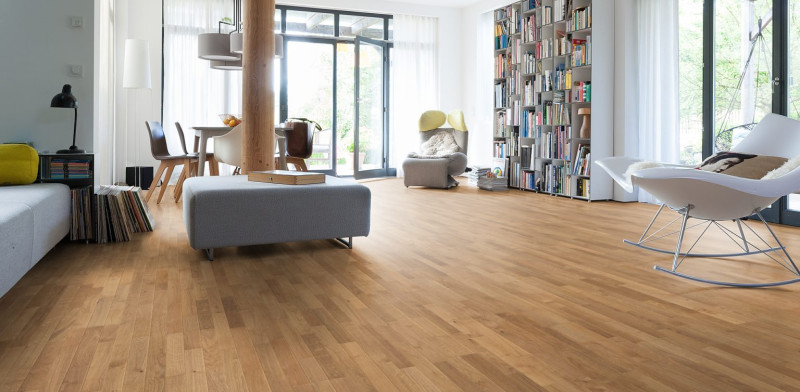 Parquet HARO 4000 Roble Terra bloque de 3 lamas 4V naturaLin plus 3D main product photo
