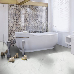 Wineo vinyl flooring 800 Stone White Marble tile look beveled edge for gluing