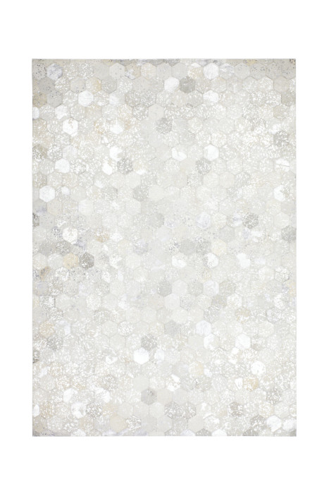 Leather rug handmade gray silver SIX SECTION rectangular height 8 mm 160x230cm main product photo