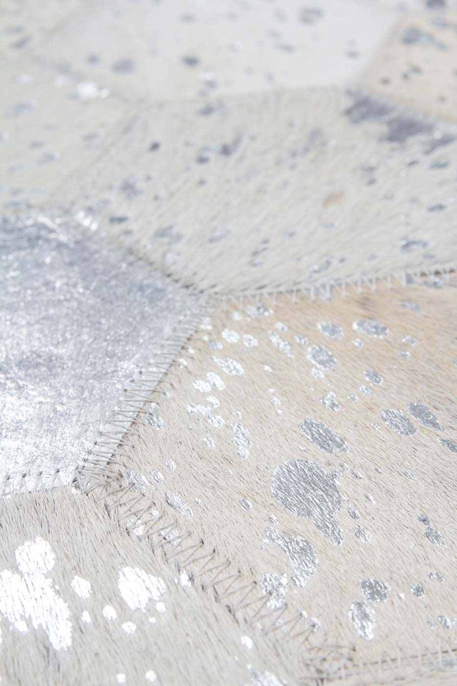 100% Lederteppich Grau Silber SECHSECKE rechteckig 8mm Raum4