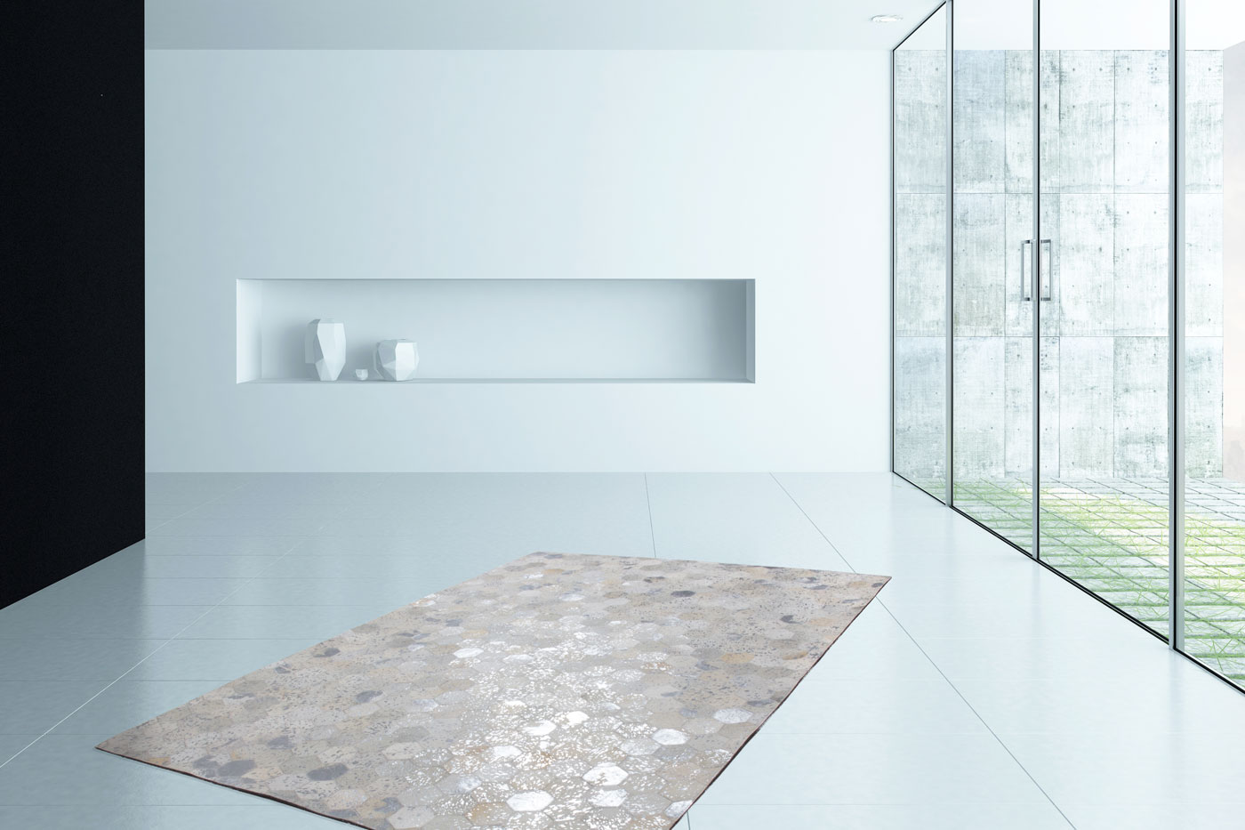 100% Lederteppich Grau Silber SECHSECKE rechteckig 8mm Raum6