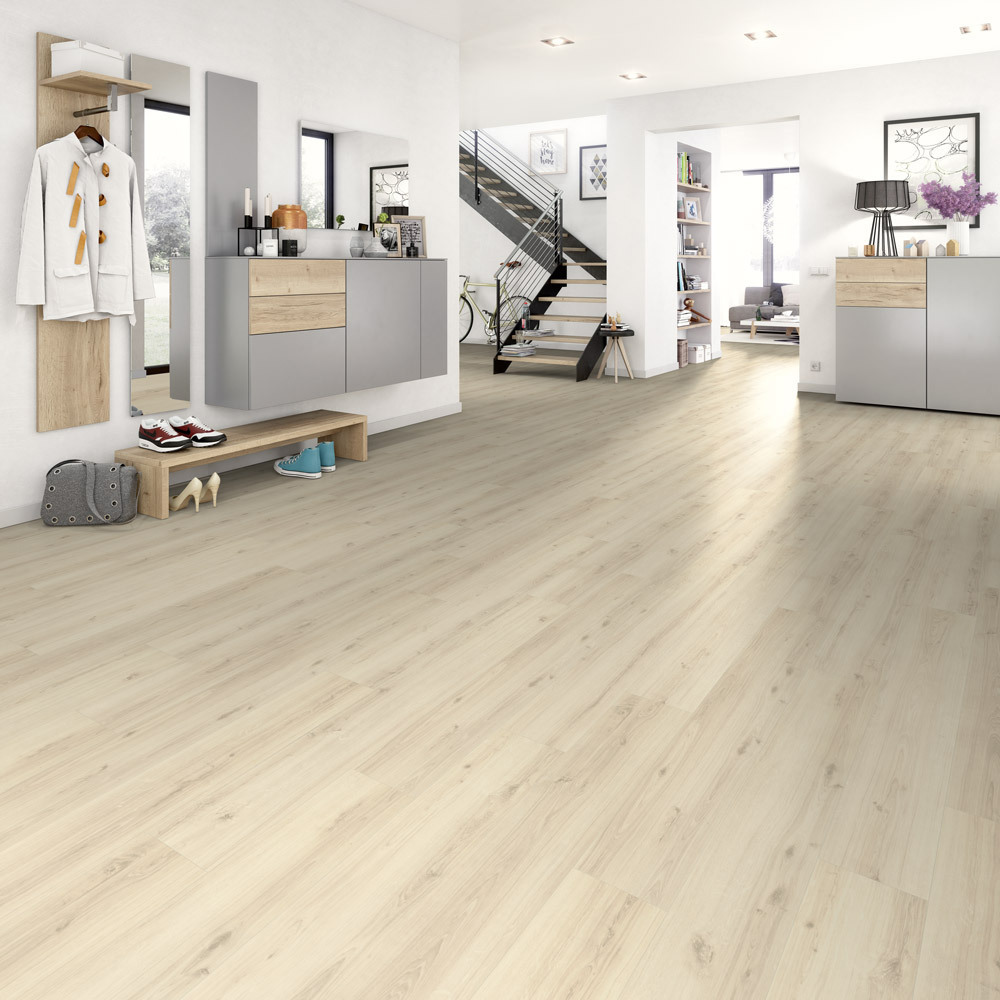 Egger Home Designboden Design+ Eiche dezent weiss 1-Stab Landhausdiele 4V