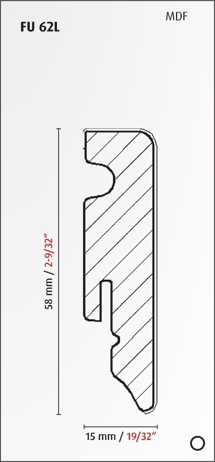 Rodapié blanco elegante Brebo angular ligeramente biselado de 6 cm de altura