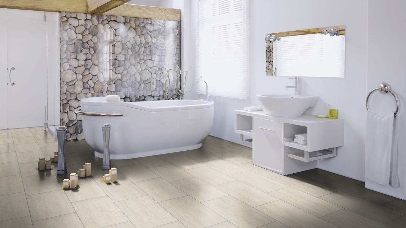 Wineo Designboden 600 Stone Polar Travertine Fliese/Steinoptik Connect