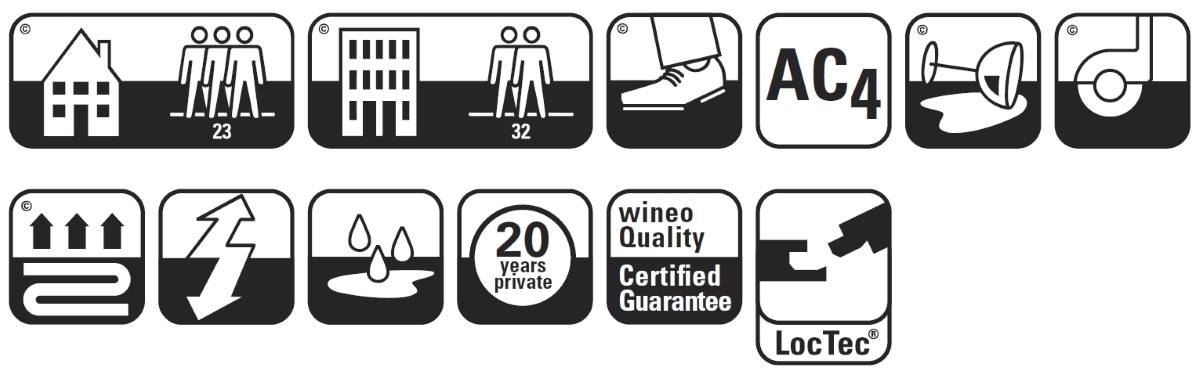 Wineo Laminat Wineo 550 White hochglänzend Fliesen/Steinoptik