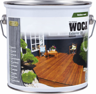 WOCA Exterior Öl Natur pour la protection des planches de terrasse en bois 2,5 L