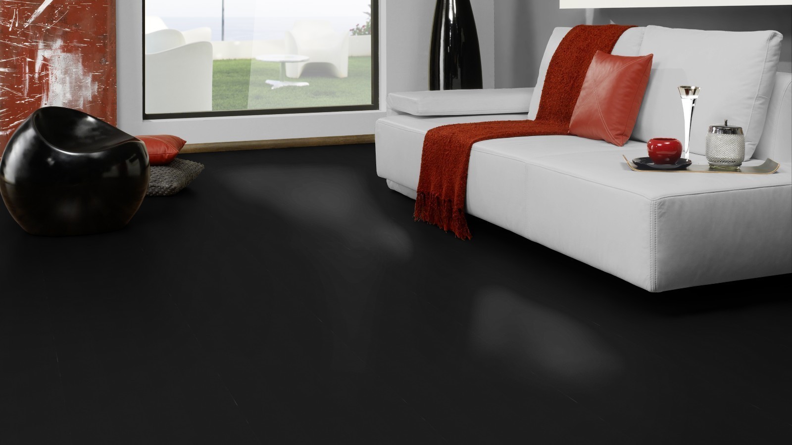 Suelo laminado Blue Line Uni Black U190 Brillo Óptica de baldosa