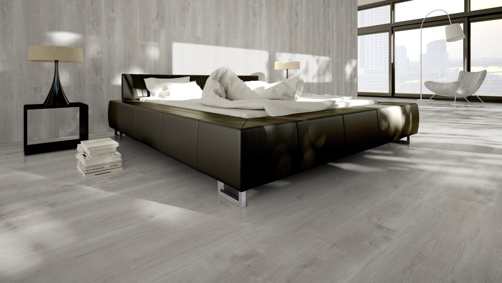 Skaben Klebe-Vinylboden massiv Life 55 Waldeiche Hellgrau 1-Stab Landhausdiele 4V zum kleben