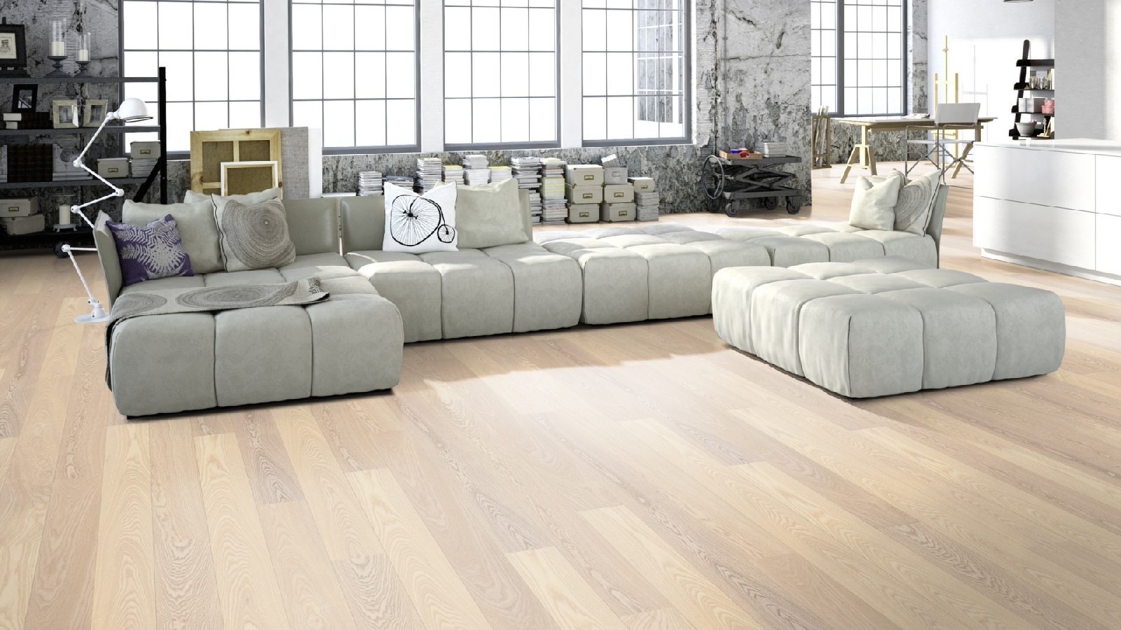 Tarkett Parkett Shade Natur Esche Linen weiß Landhausdiele M2V