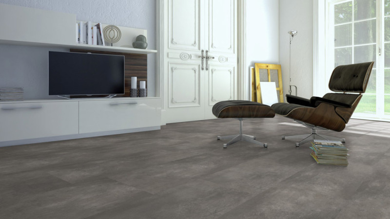 Skaben Vinyle à cliquer en matériau massif Life Click 55 Ciment naturel Carrelage 4V main product photo