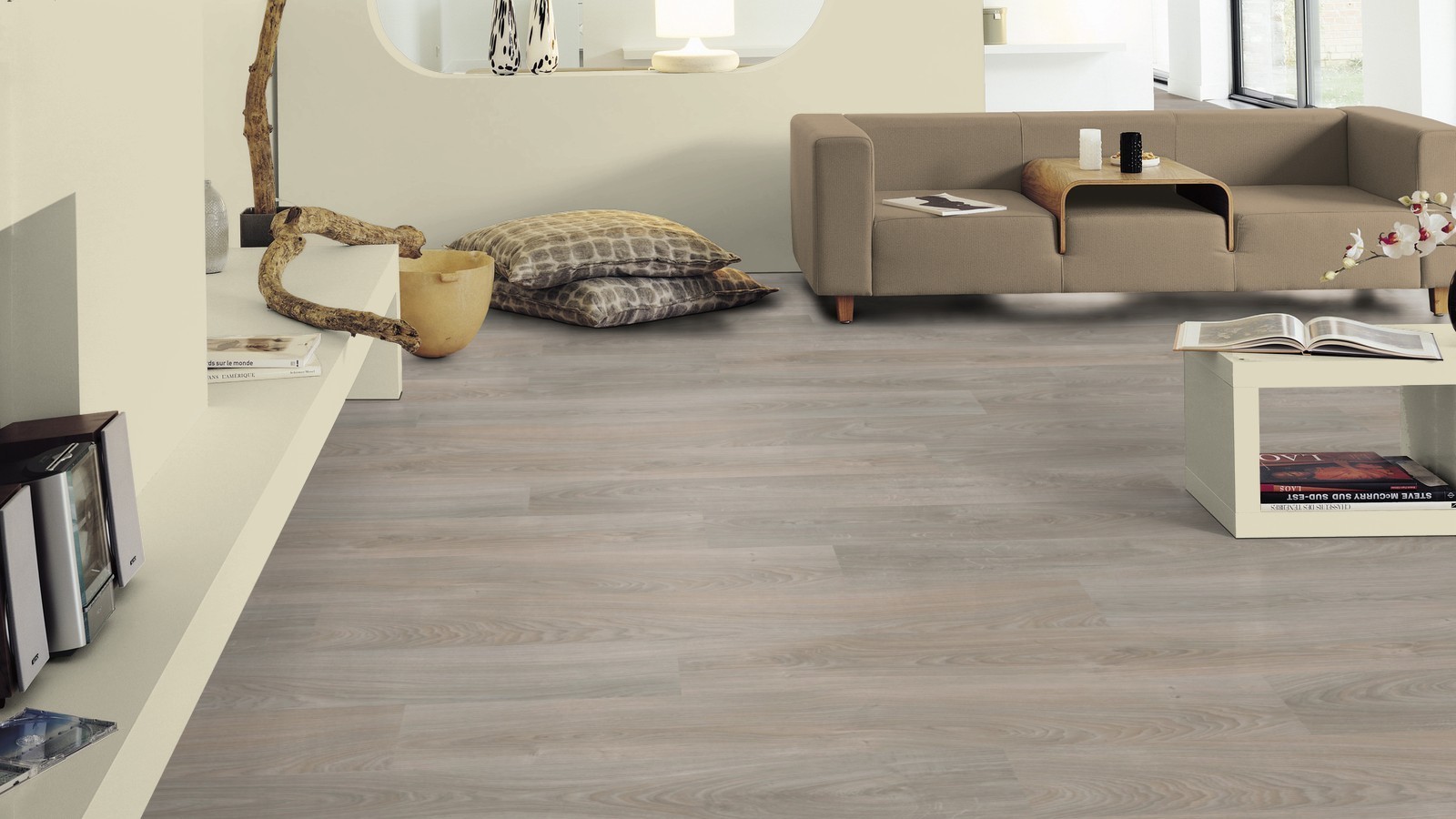 Tarkett laminado Woodstock 832 Roble Sherwood gris-beige lama ancha 2V