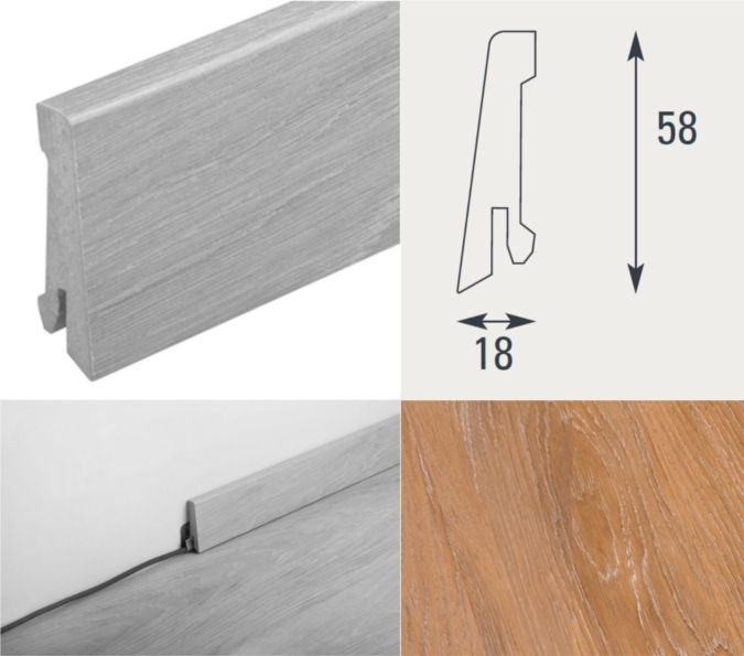 Wineo Skirting board 18/58 Alba Oak Cottage 18x58x2400mm main product photo
