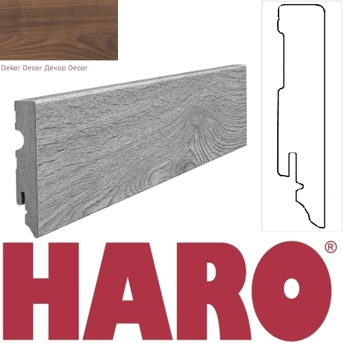 HARO Skirting board for parquet 15x80 Walnut veneered matt finished main product photo