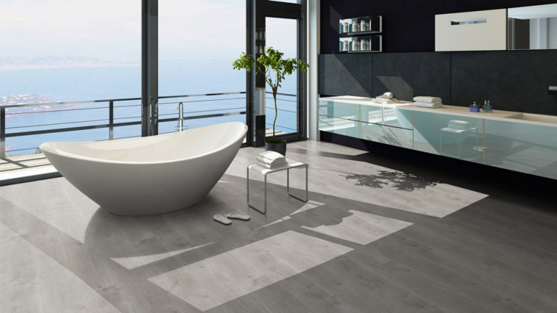 Skaben Vinyle à cliquer en matériau massif Life Click 55 Chêne forestier gris clair 1 frise 4V main product photo