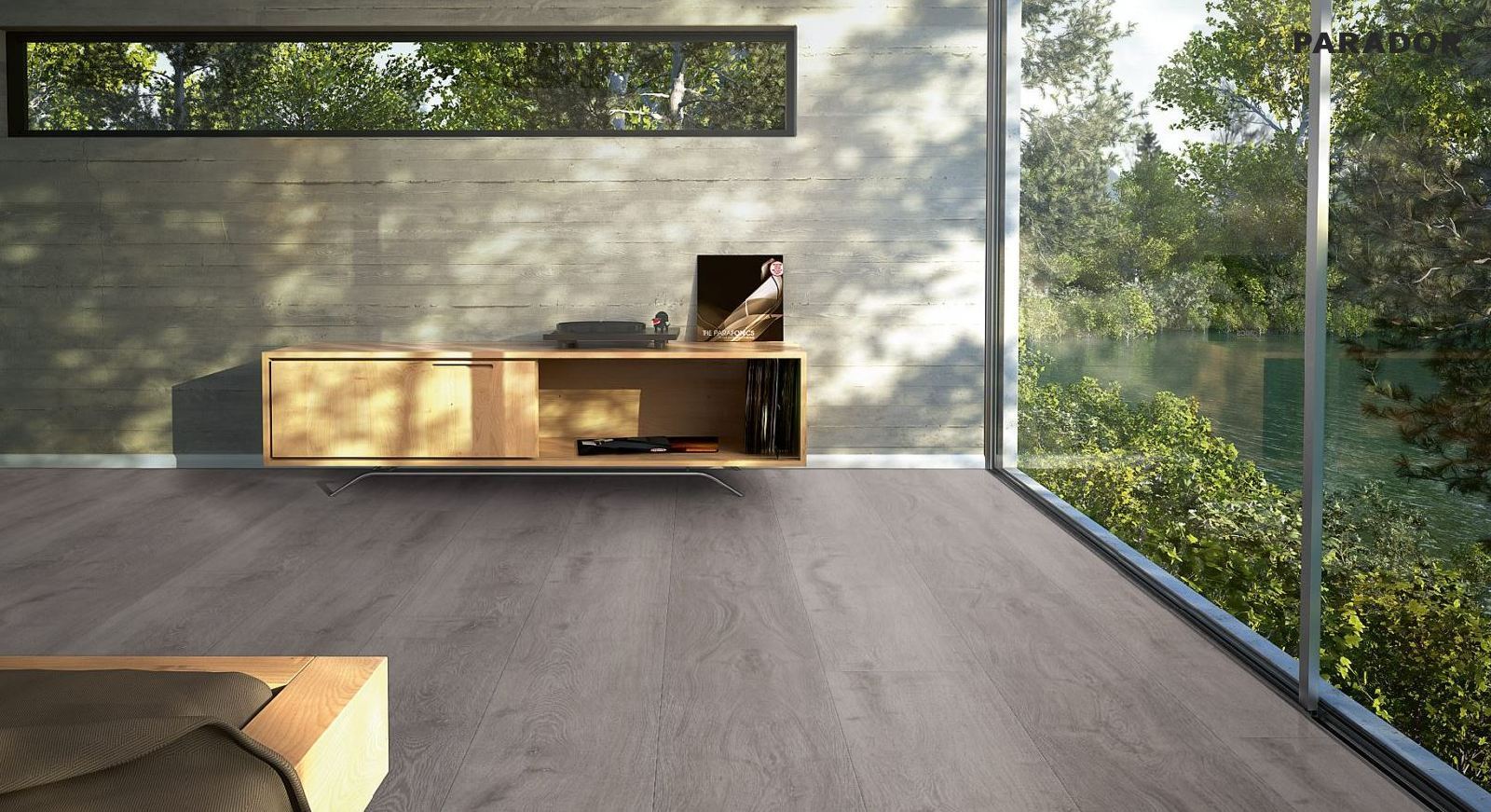 Suelo laminado de Parador Trendtime 6 roble gris claro interlock plank 4V