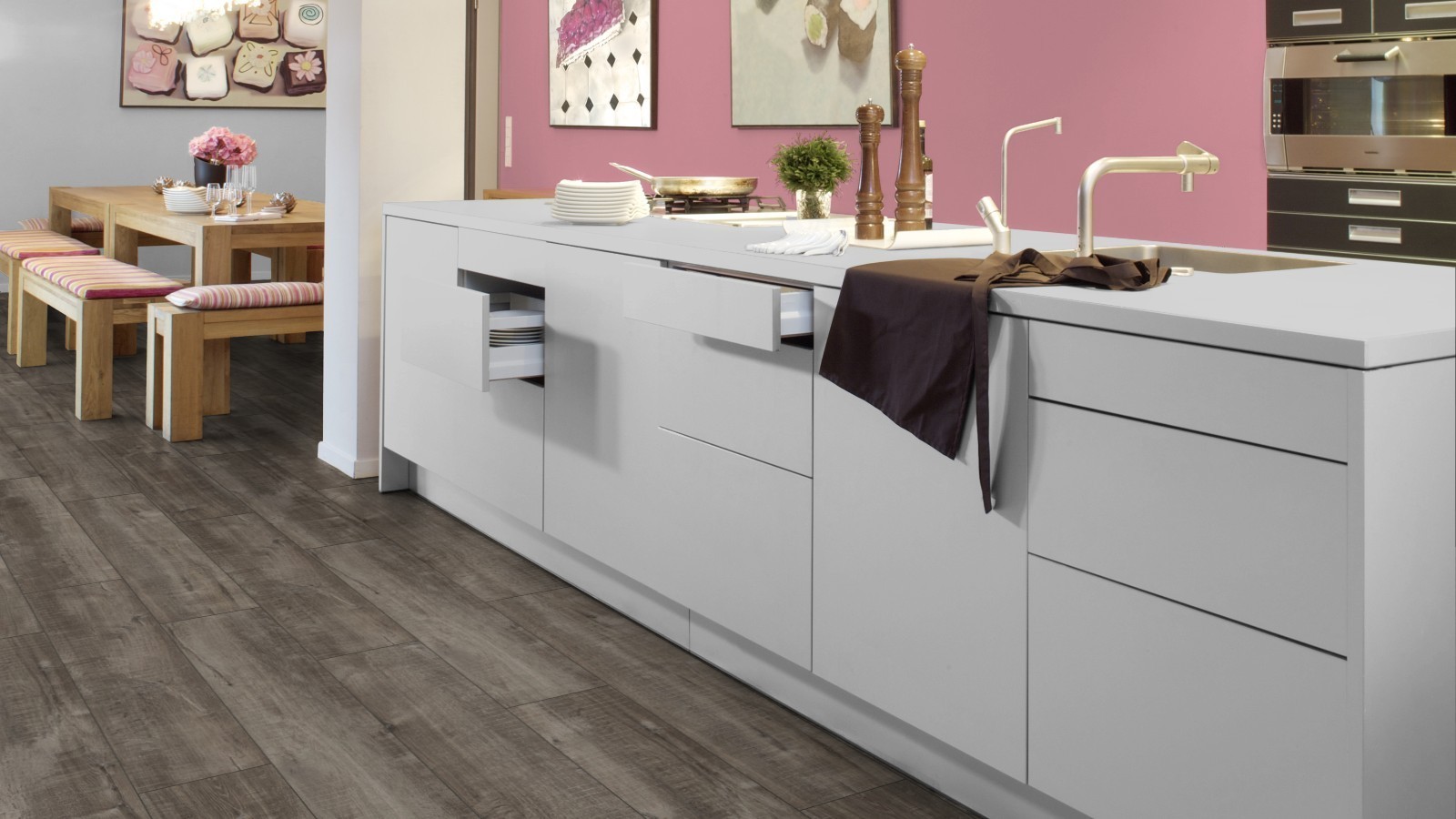 Stratifié Select Plus Chêne Gala Titane D4785 1 frise 4V Largeur 244mm