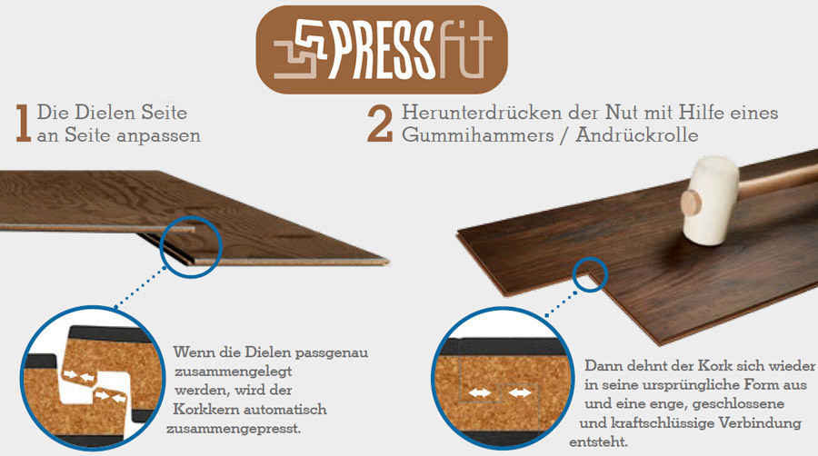 Wicanders Korkboden Hydrocork Limed Grey Oak register geprägt 1-Stab Landhausdiele M4V