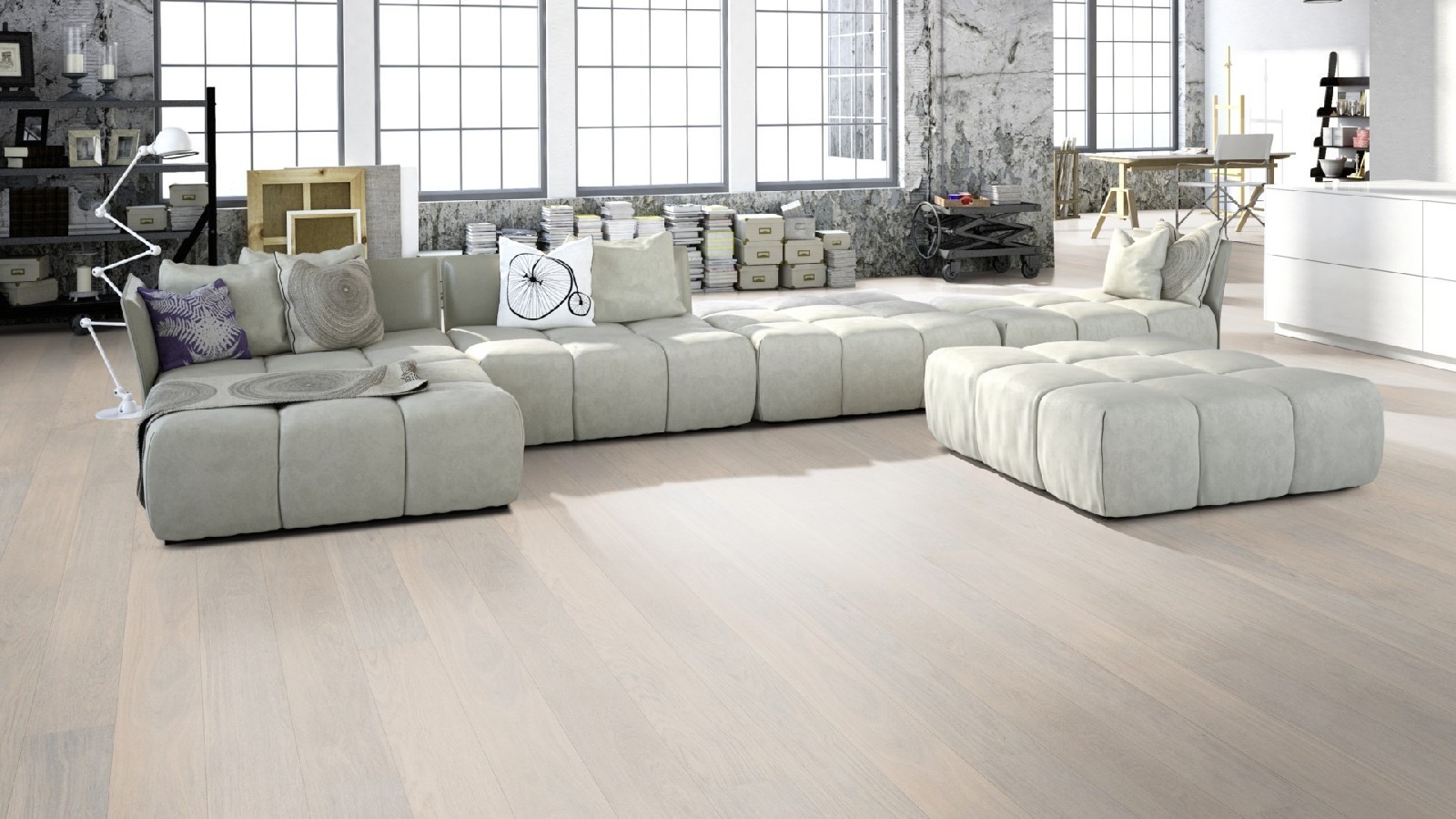 Tarkett Parquet Shade Oak Cotton White 1-strip plank XT XL M2V