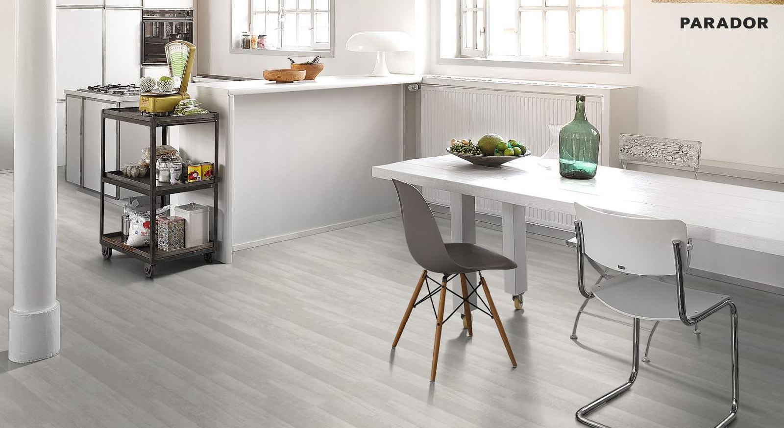 Parador Laminat Basic 200 Eiche Sägerau Weiß 2-Stab Schiffsboden