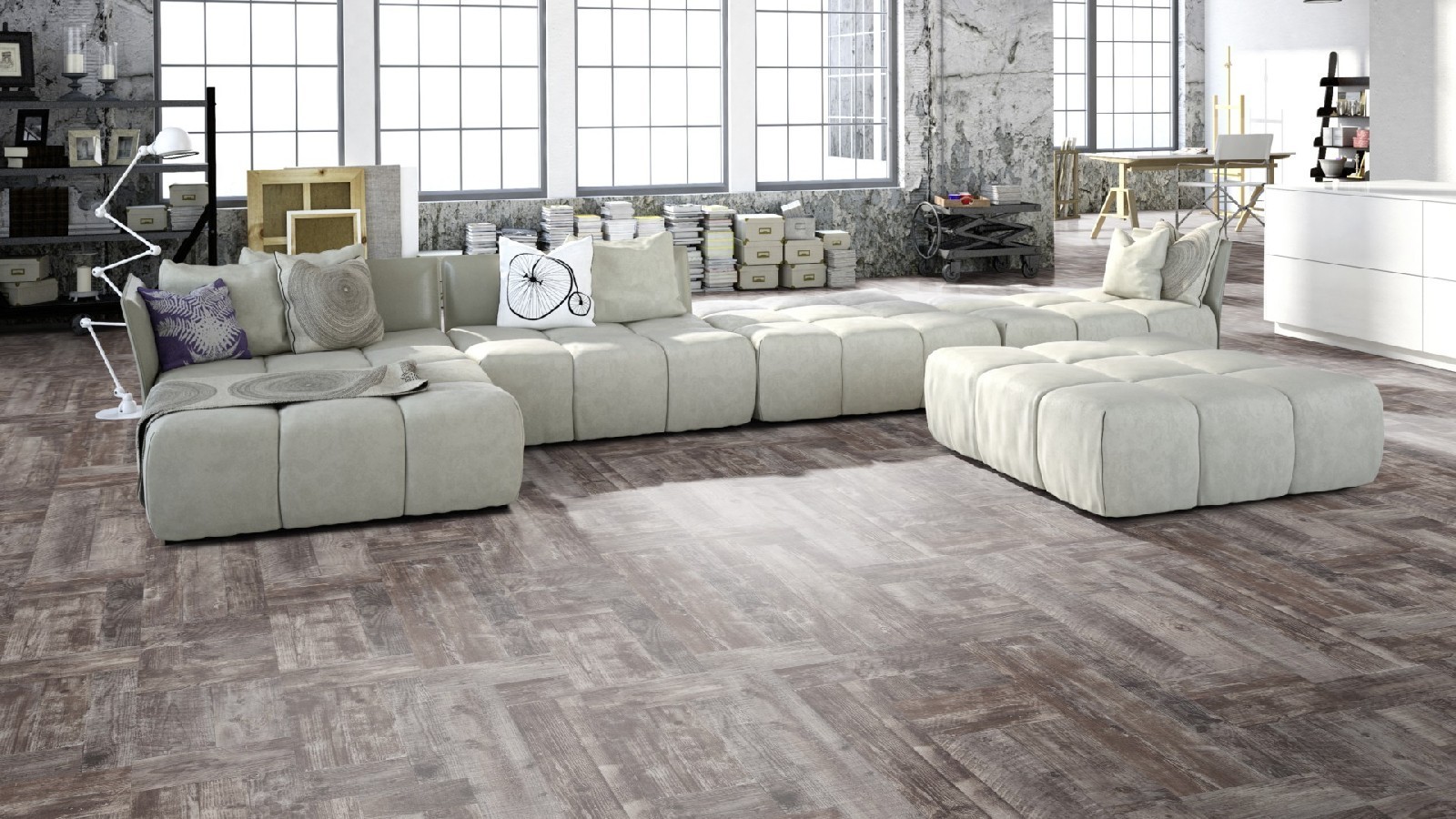 Tarkett Laminate Lamin'Art 832 Patchwork Cappucino Multi-strip