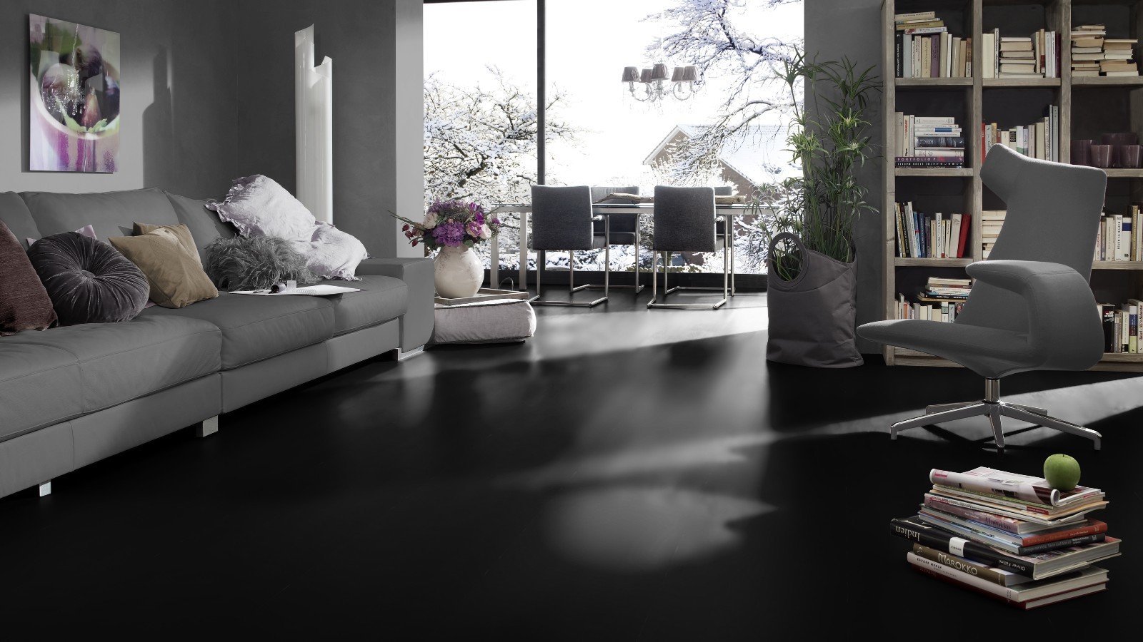 Suelo laminado Blue Line Uni Black U190 Brillo Óptica de baldosa