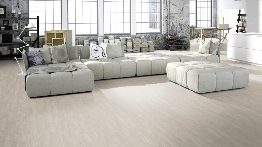 Skaben Klick Vinylboden massiv Life Click 55 Beton Beige Fliese 4V zum klicken