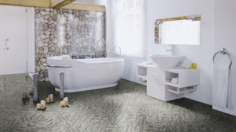 Wineo Vinyl flooring 800 Craft Mosaic Dark Tile Bevelled edge for gluing main product photo