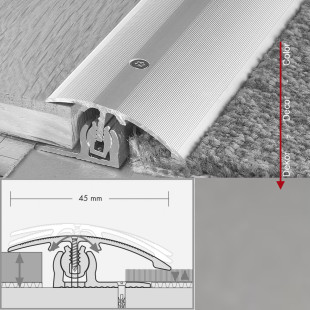 Profilé d'adaptation 45 mm Alu anodisé Acier inoxydable Réglage en hauteur 2 - 18 mm Longueur 270 cm
