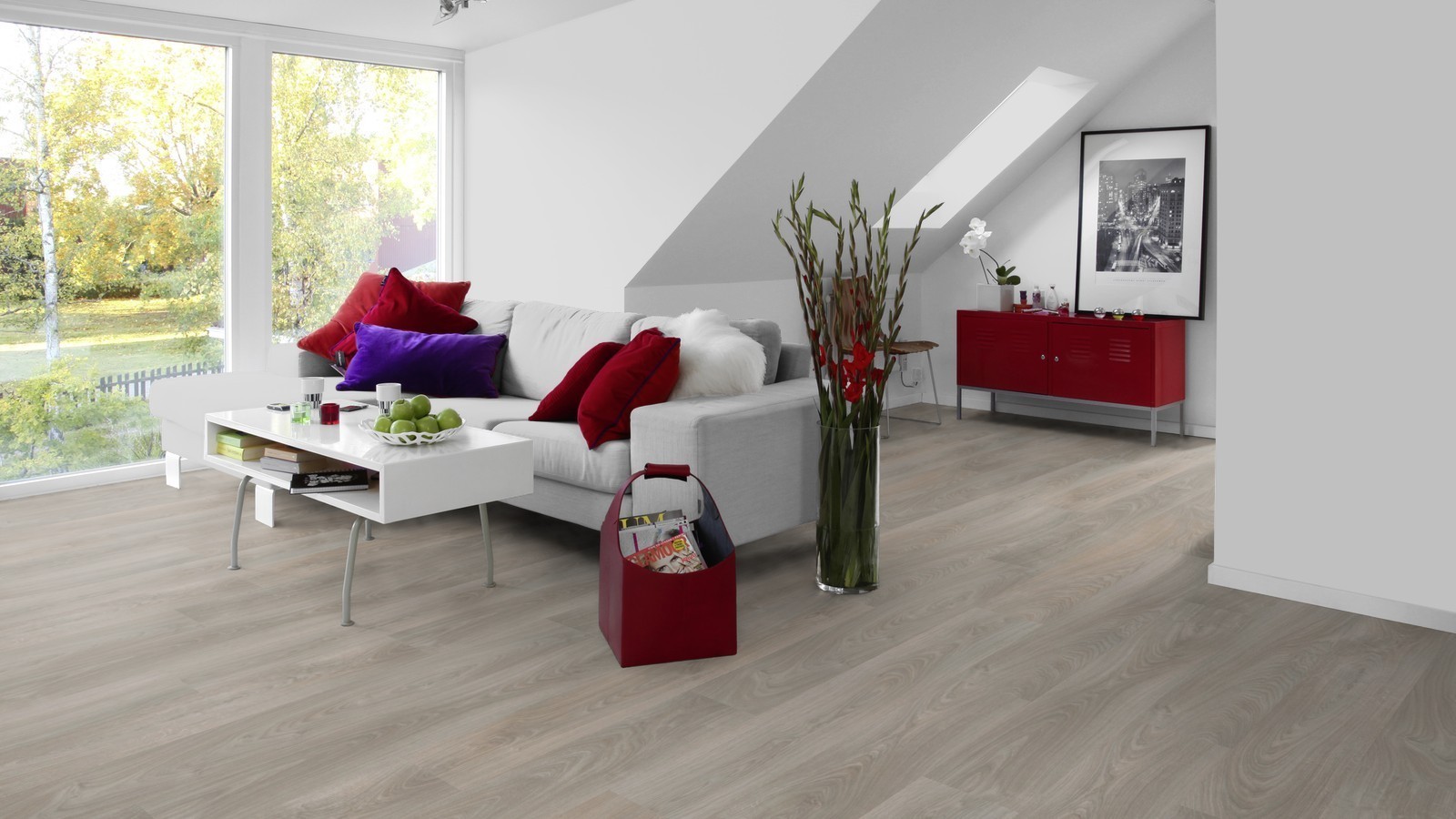 Tarkett laminado Woodstock 832 Roble Sherwood gris-beige lama ancha 2V