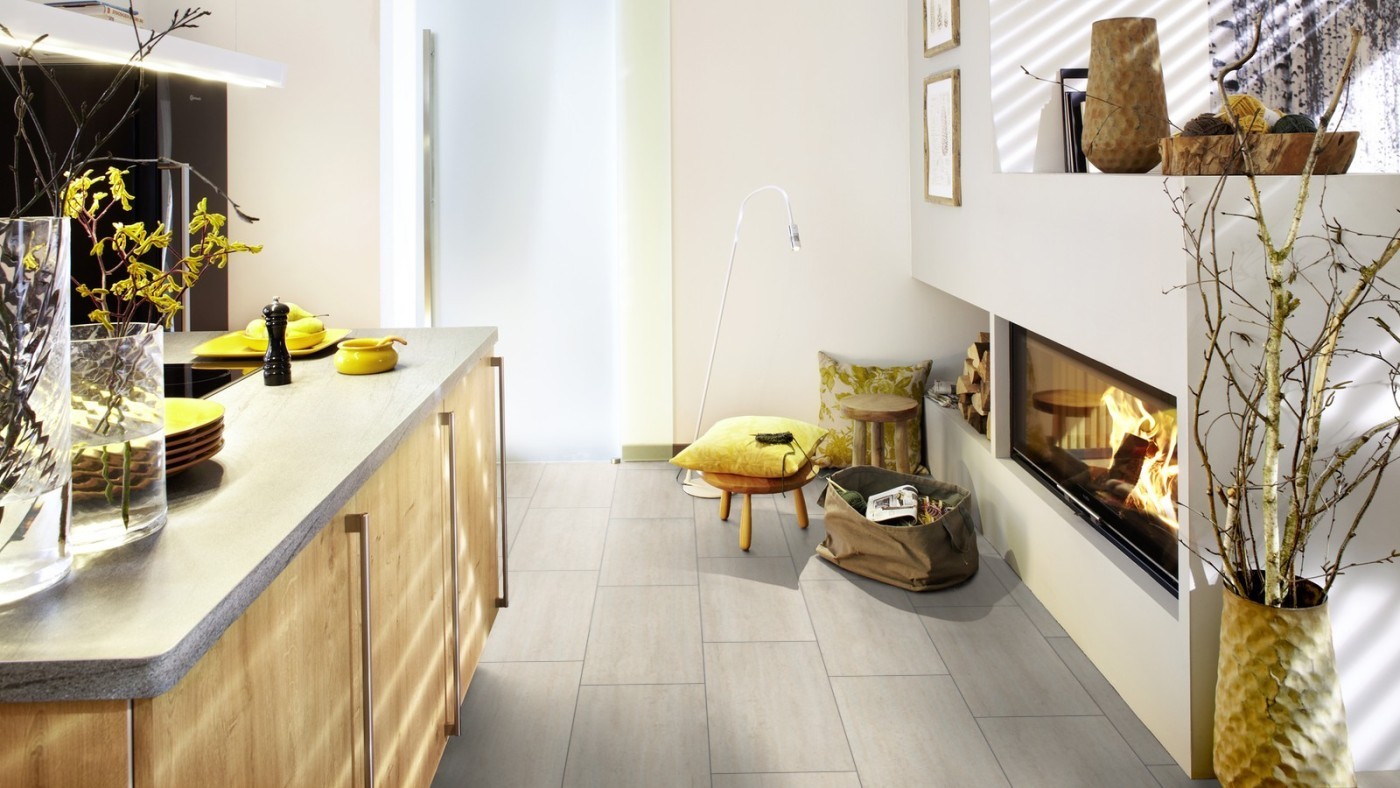 Wineo Designboden 600 Stone Polar Travertine Fliese/Steinoptik Connect