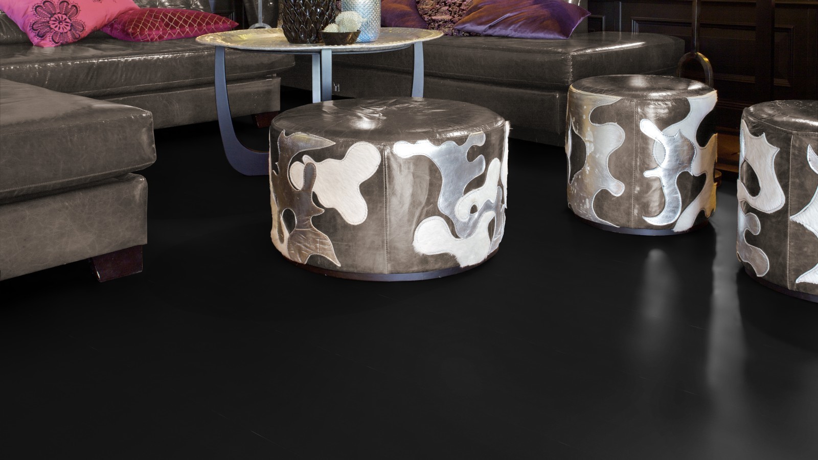 Suelo laminado Blue Line Uni Black U190 Brillo Óptica de baldosa