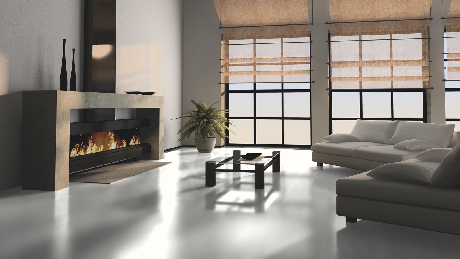 Wineo Laminat Wineo 550 White hochglänzend Fliesen/Steinoptik