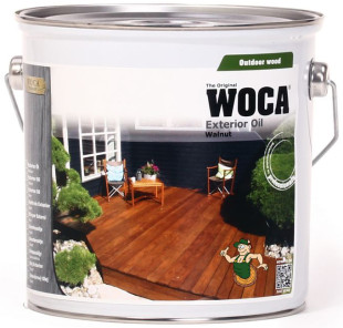 WOCA Aceite Exterior de Nogal para la protección de las tablas de la tarima de madera 2,5 L