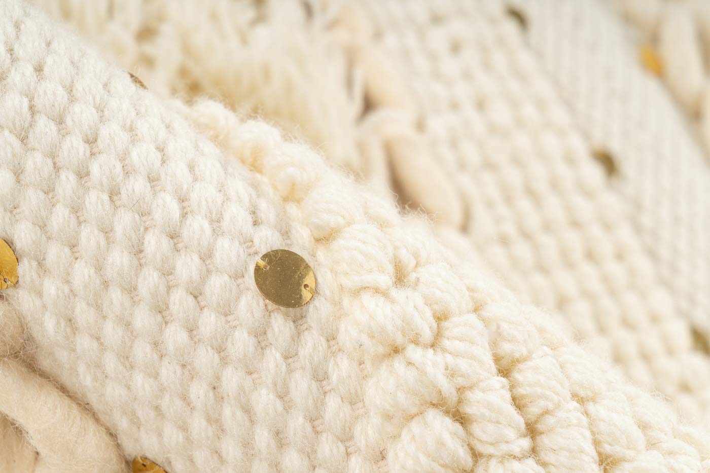 Boho Wollteppich RAUTEN DREIECKE Creme mit Fransen rechteckig 18mm Raum4