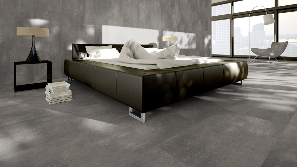 Skaben Vinyle à cliquer en matériau massif Life Click 55 Ciment naturel Carrelage 4V