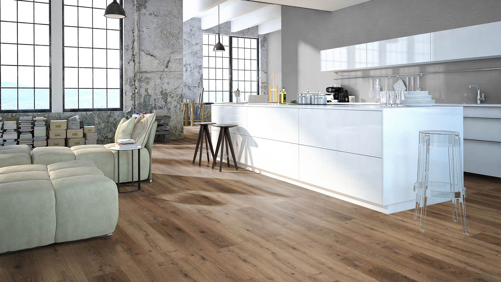 Classen Laminat 832-0 Eiche braun 1-Stab Landhausdiele Raum4