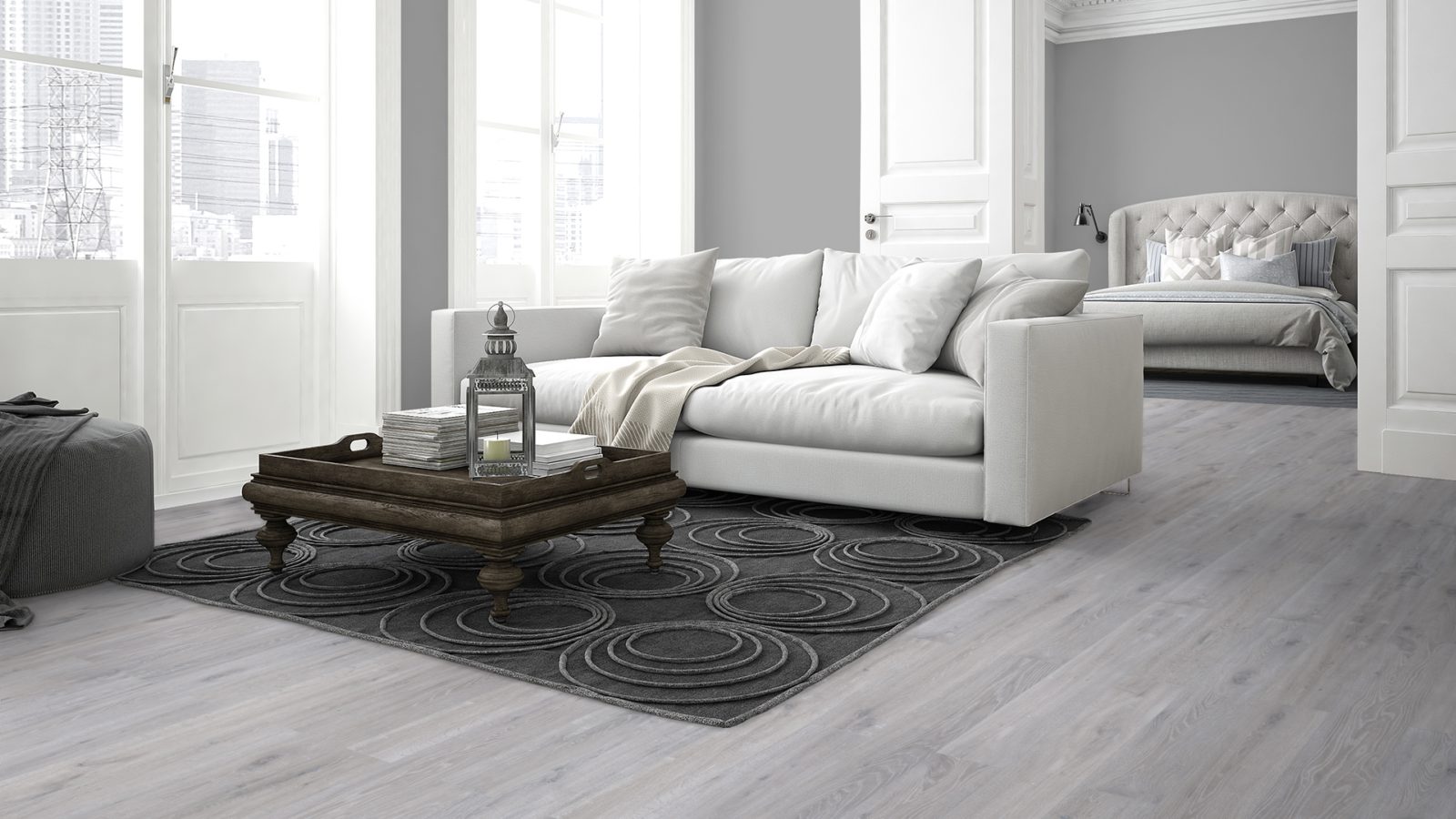 Classen Vinylboden Greenvinyl Touch 4.0 mm Eiche Gekalkt Grau 1-Stab Landhausdiele 4V Raum8