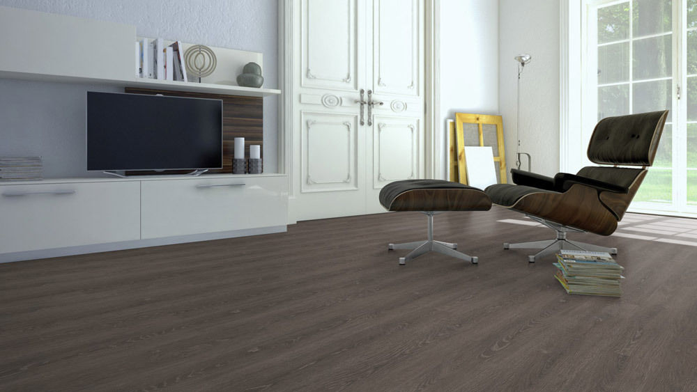 Skaben Vinyl Floor Solid Life Click 55 Oak Classic Dark Brown 1