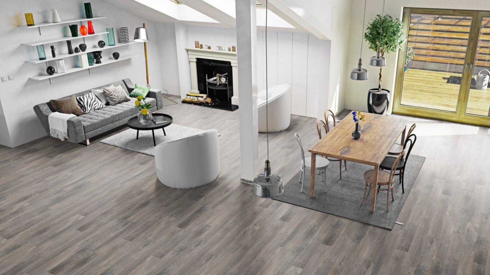 Skaben Vinyl Floor Solid Life Lay 70 Acoustic Fossil Oak Grey 1 Plank