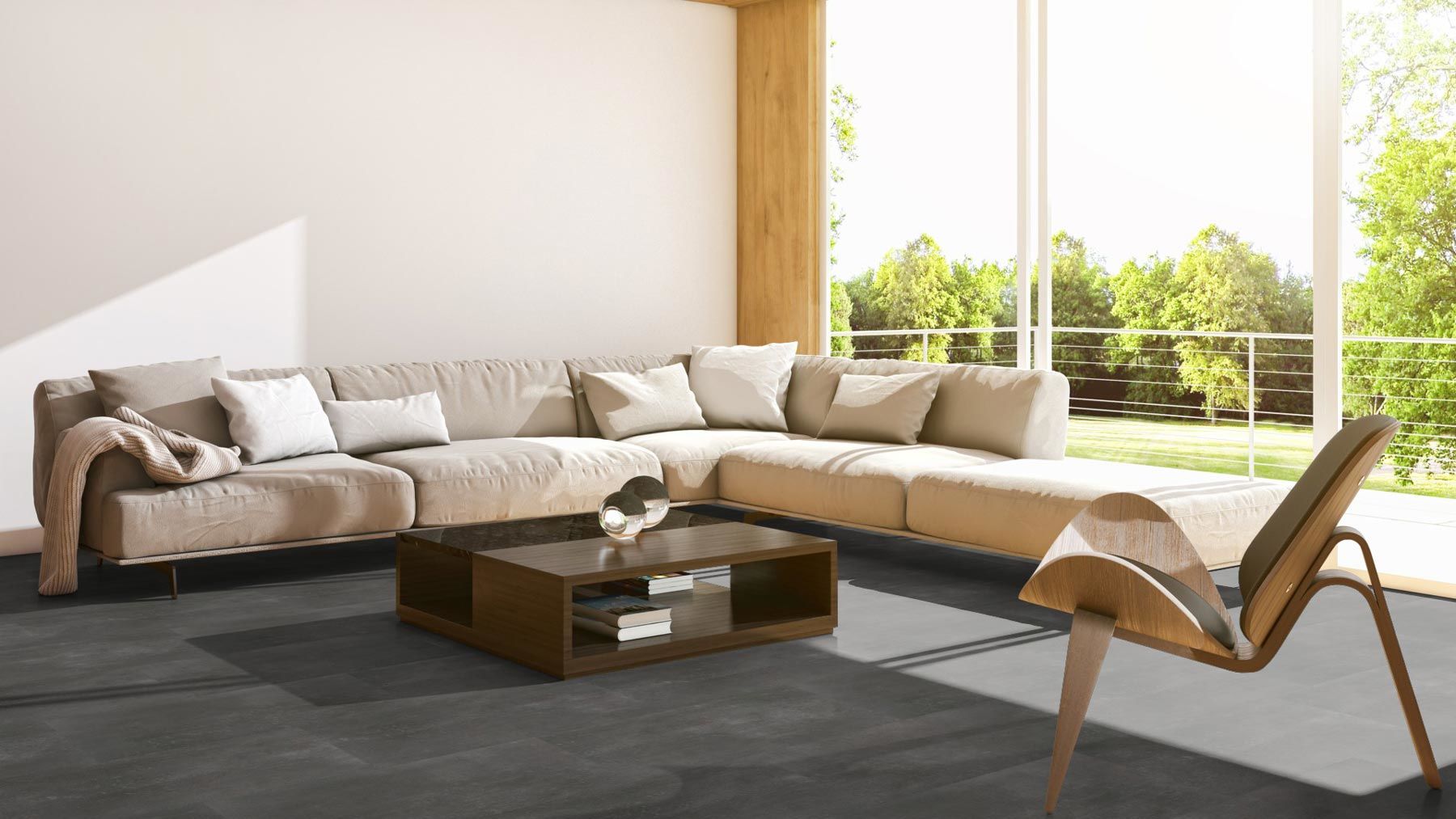 Skaben Vinyl Special Offer Cement Dark Grey Tile For Clicking