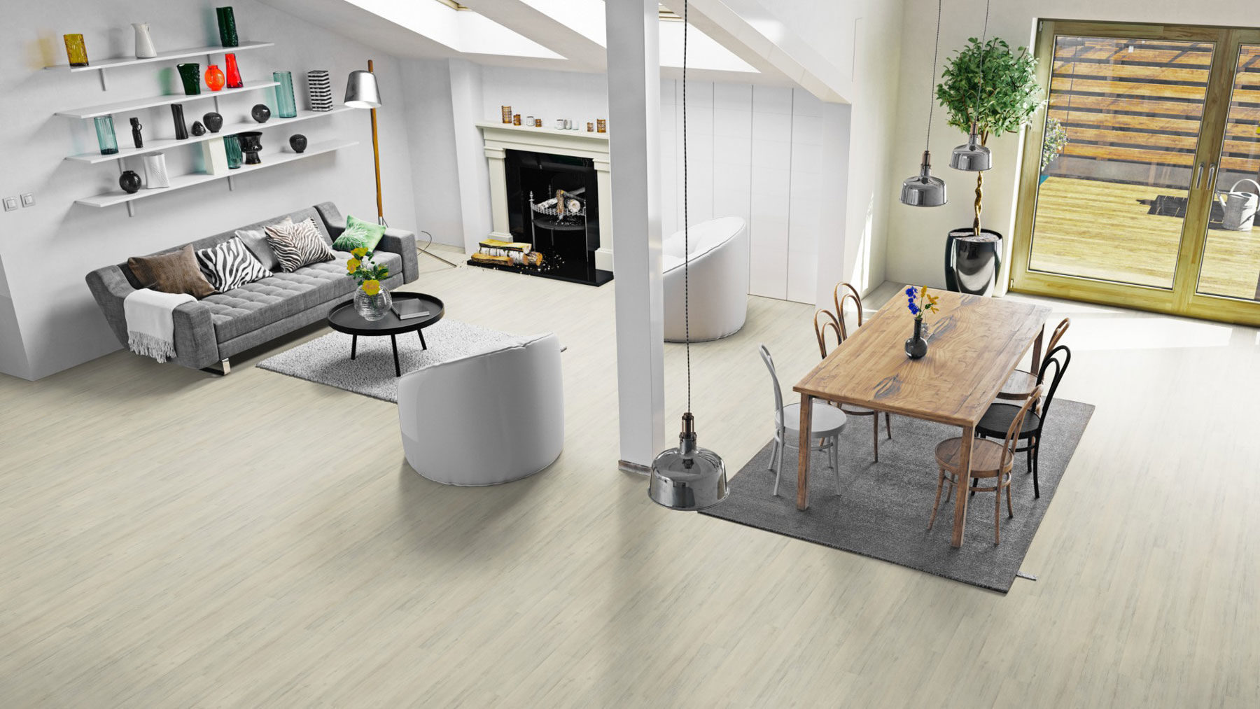 Skaben Design Rhino Click 55 Modern Oak White 1 Plank Wideplank