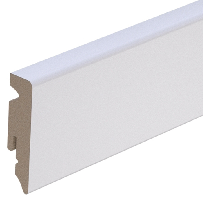 Rodapié blanco elegante Brebo angular ligeramente biselado de 6 cm de altura main product photo