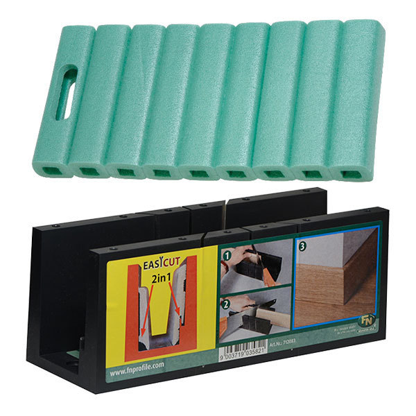 Skirting board installation set - miter box and knee cushion main product photo