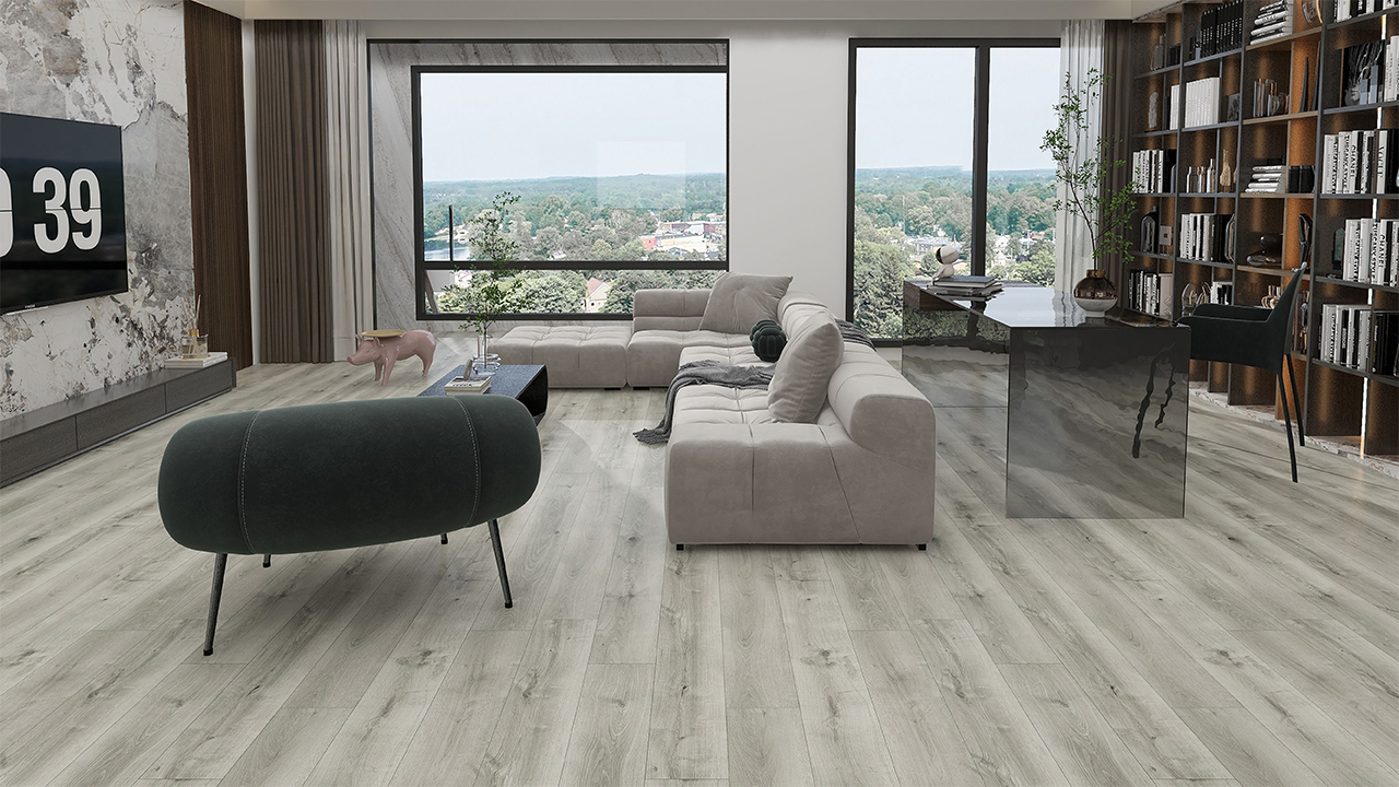 planeo Rigid Klick Vinyl - SolutionX 2in1 Eiche Hellgrau | Trittschalldämmung integr. (ECF-0076)