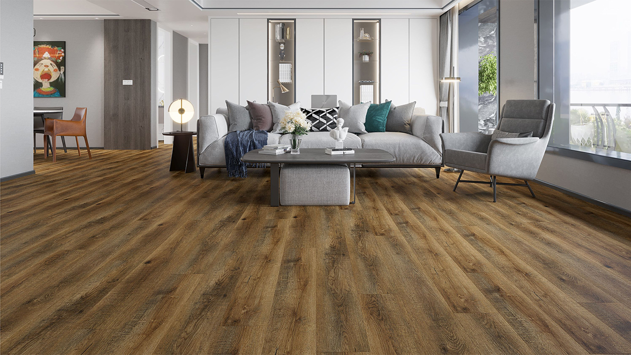 planeo Rigid Klick Vinyl - SolutionX 2in1 Eiche Dunkelbraun | Trittschalldämmung integr. (ECF-0080)